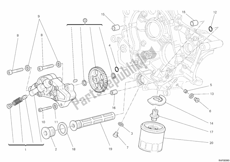 Tutte le parti per il Pompa Dell'olio - Filtro del Ducati Hypermotard 1100 EVO SP USA 2012